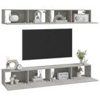 Sieninės TV spintelės, 4vnt., betono pilkos, 100x30x30cm