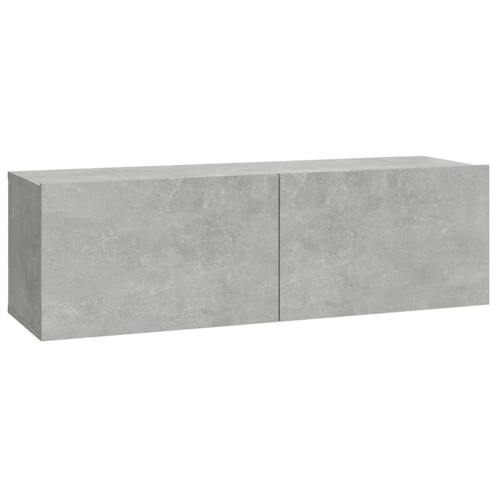 Sieninės TV spintelės, 4vnt., betono pilkos, 100x30x30cm