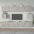 TV spintelių komplektas, 6 dalių, betono pilkas, mediena