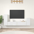 Televizoriaus spintelių komplektas, 4 dalių, baltas, mediena
