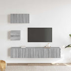 TV spintelių komplektas, 4 dalių, pilkas ąžuolo, mediena