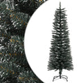 Dirbtinė siaura Kalėdų eglutė su stovu, žalia, 120cm, PVC