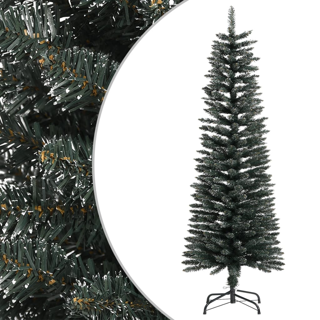 Dirbtinė siaura Kalėdų eglutė su stovu, žalia, 120cm, PVC