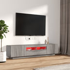 TV spintelių komplektas su LED, 2 dalių, pilkas ąžuolo, mediena