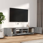 TV spintelių komplektas su LED, 2 dalių, pilkas ąžuolo, mediena