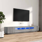 TV spintelių komplektas su LED, 3 dalių, pilkas ąžuolo, mediena