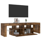 Televizoriaus spintelė su LED, dūminio ąžuolo, 140x36,5x40cm