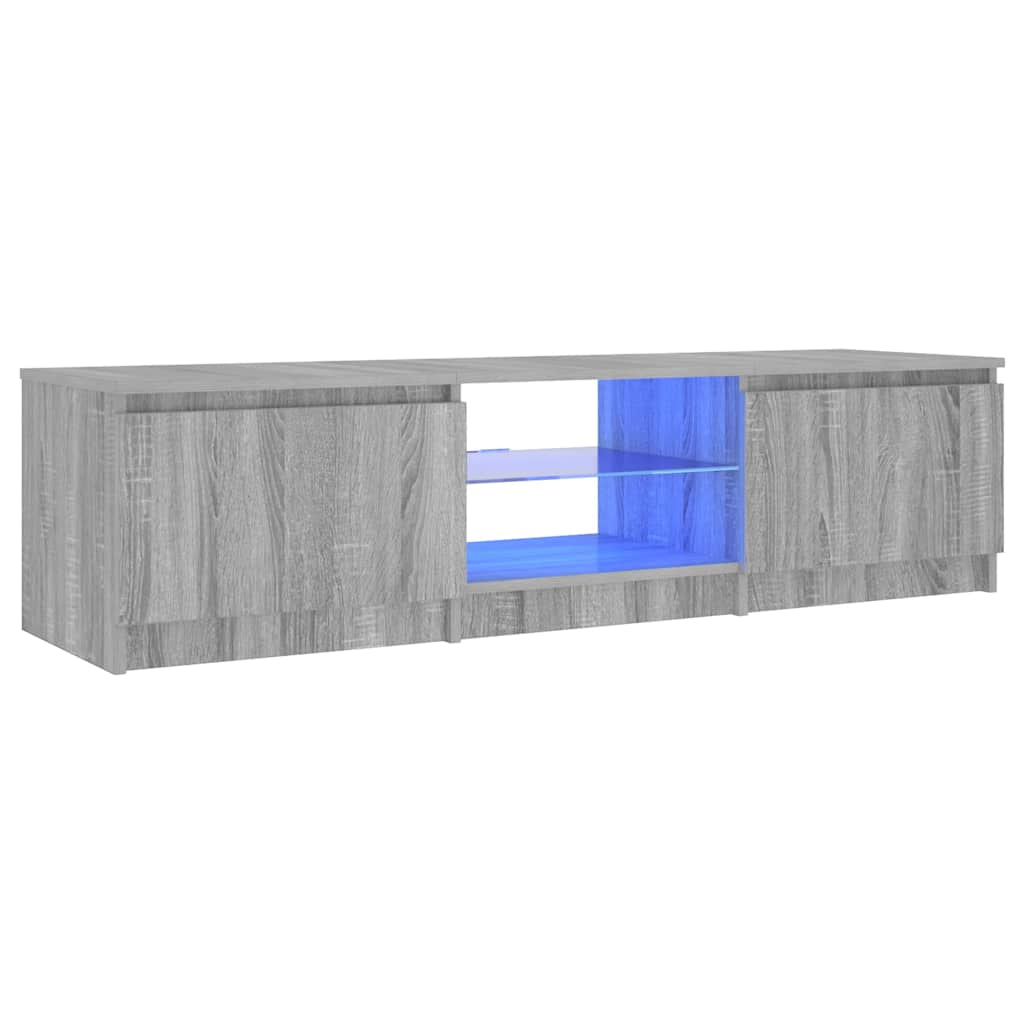 Televizoriaus spintelė su LED, pilka ąžuolo, 140x40x36cm