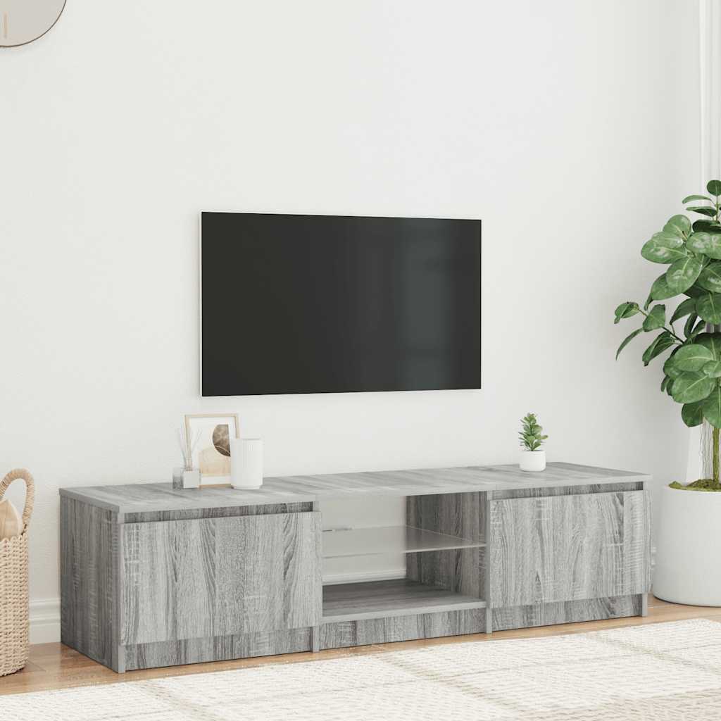 Televizoriaus spintelė su LED, pilka ąžuolo, 140x40x36cm