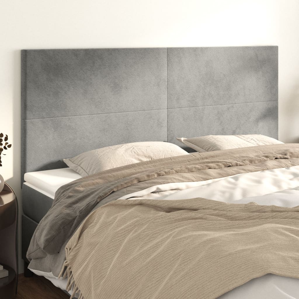 Galvūgalis, šviesiai pilkas, 200x5x118/128 cm, aksomas