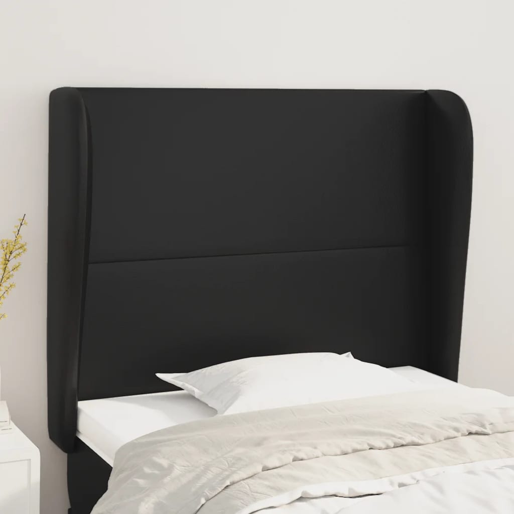 Galvūgalis su auselėmis, juodas, 103x23x118/128cm, dirbtinė oda