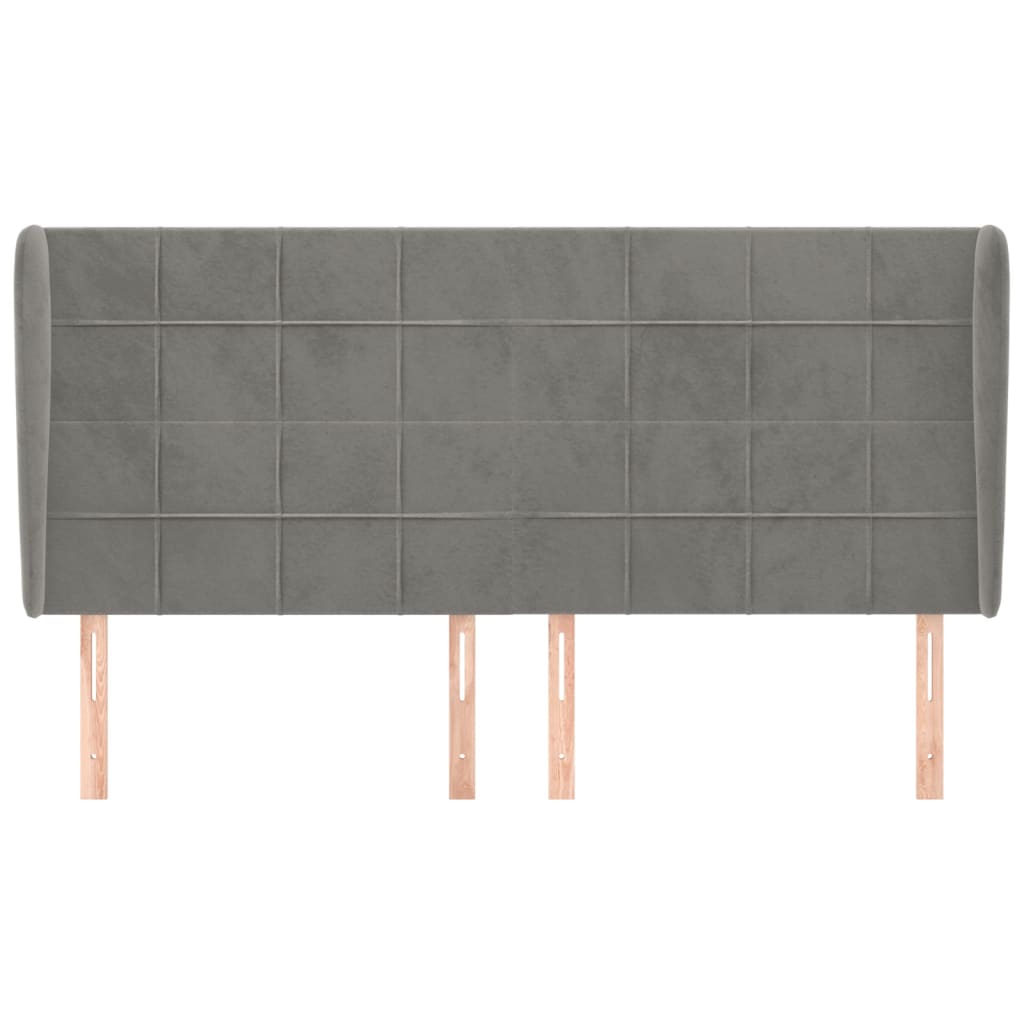 Galvūgalis su auselėmis, pilkas, 203x23x118/128cm, aksomas