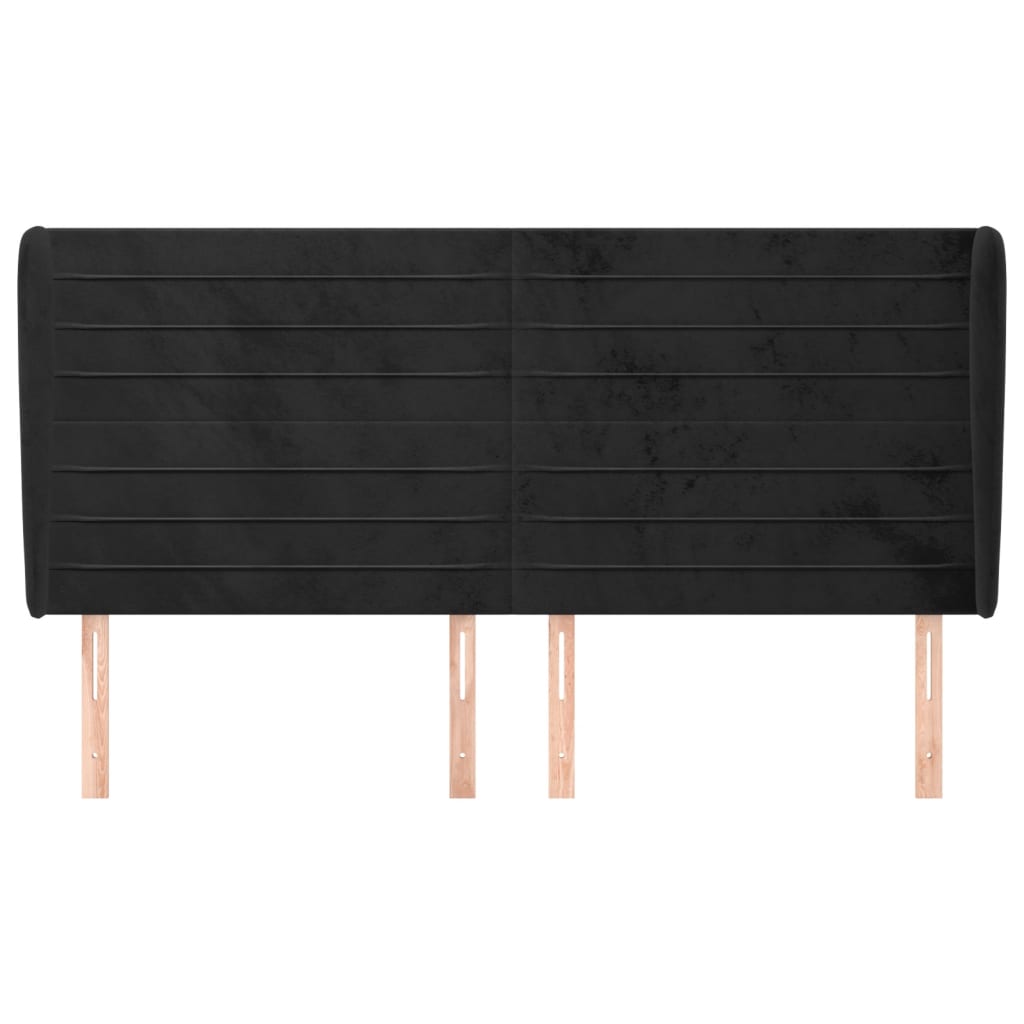 Galvūgalis su auselėmis, juodas, 163x23x118/128cm, aksomas