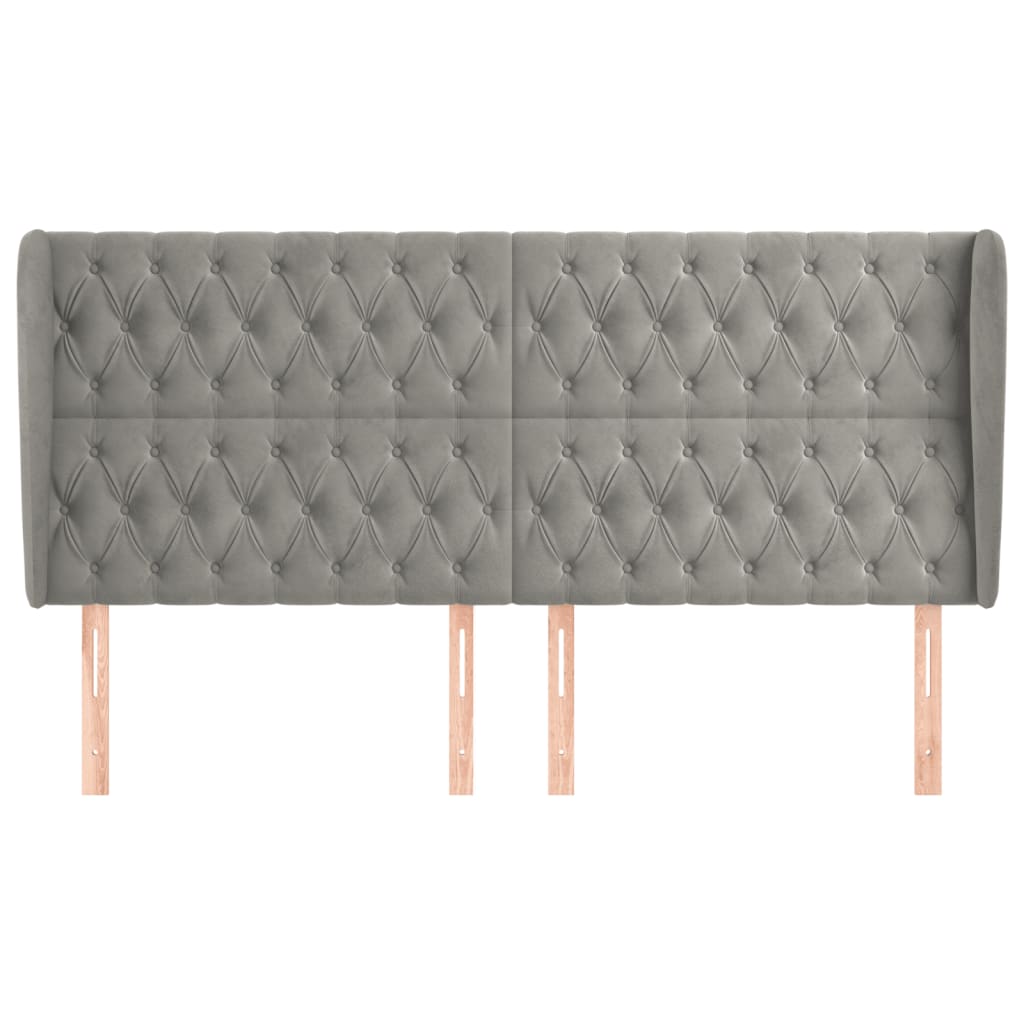 Galvūgalis su auselėmis, pilkas, 183x23x118/128cm, aksomas