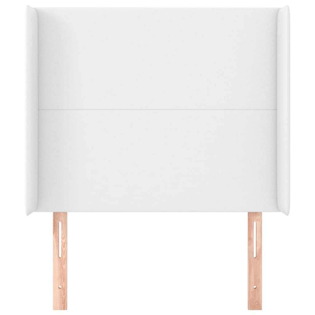 Galvūgalis su auselėmis, baltas, 83x16x118/128cm, dirbtinė oda