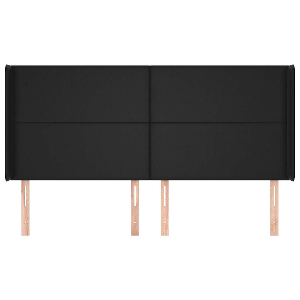 Galvūgalis su auselėmis, juodas, 163x16x118/128cm, dirbtinė oda