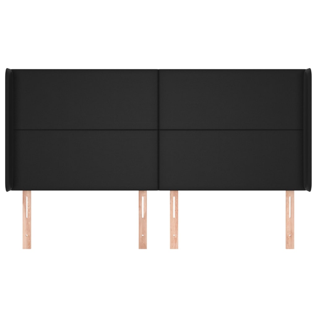 Galvūgalis su auselėmis, juodas, 203x16x118/128cm, dirbtinė oda