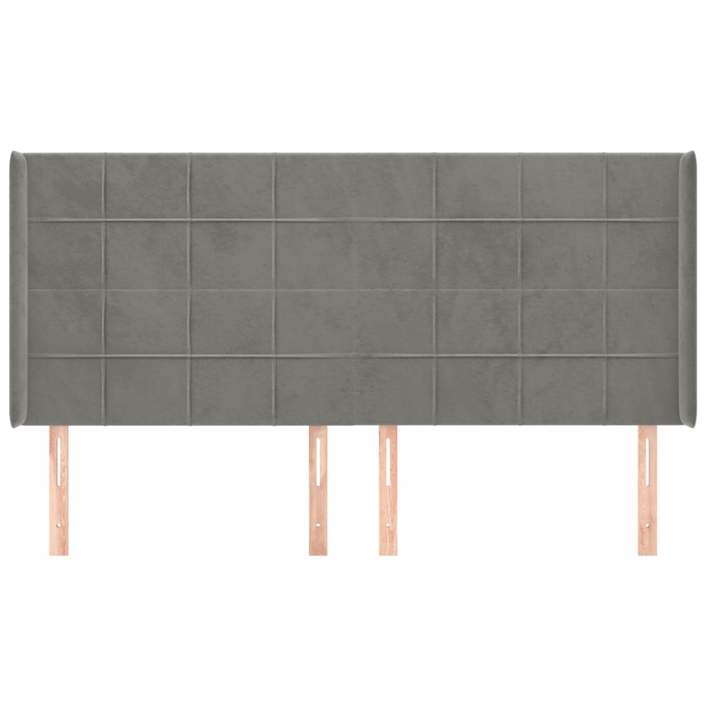 Galvūgalis su auselėmis, pilkas, 203x16x118/128 cm, aksomas