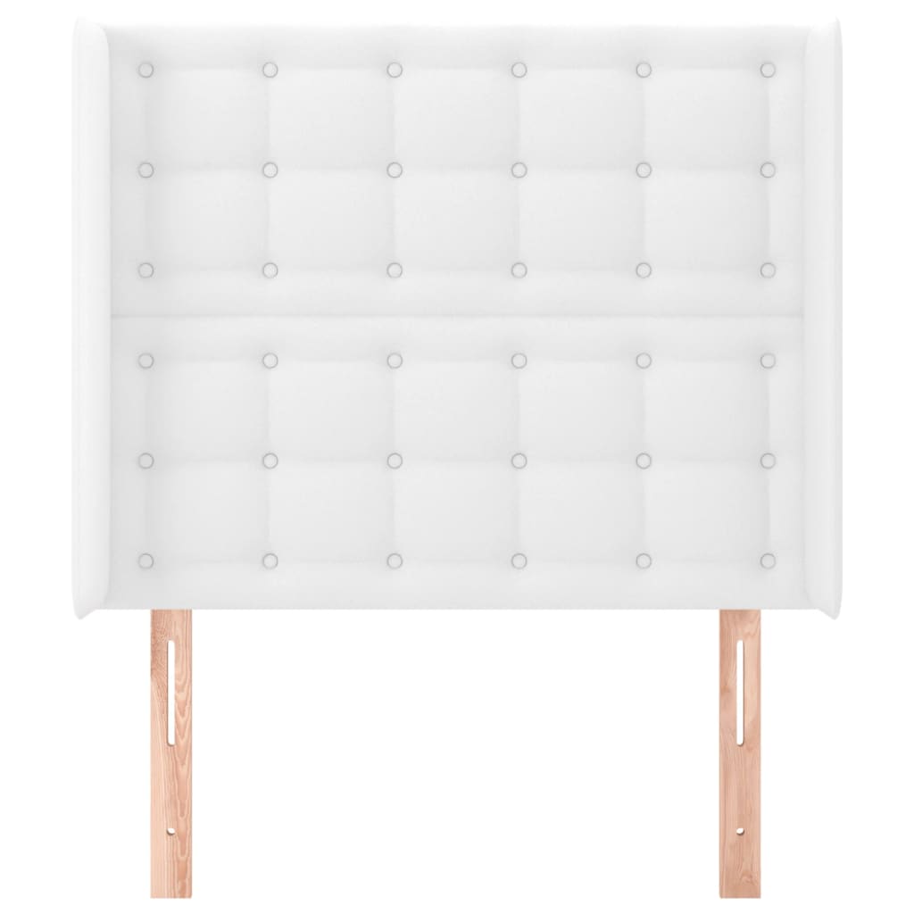 Galvūgalis su auselėmis, baltas, 83x16x118/128cm, dirbtinė oda