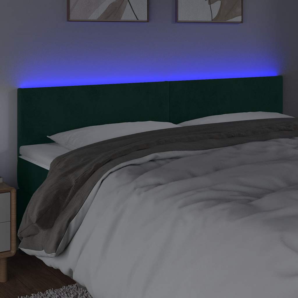 Galvūgalis su LED, tamsiai žalias, 200x5x78/88cm, aksomas