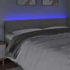 Galvūgalis su LED, pilkos spalvos, 180x5x78/88cm, dirbtinė oda