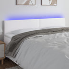 Galvūgalis su LED, baltos spalvos, 200x5x78/88cm, dirbtinė oda