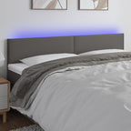 Galvūgalis su LED, pilkos spalvos, 200x5x78/88cm, dirbtinė oda