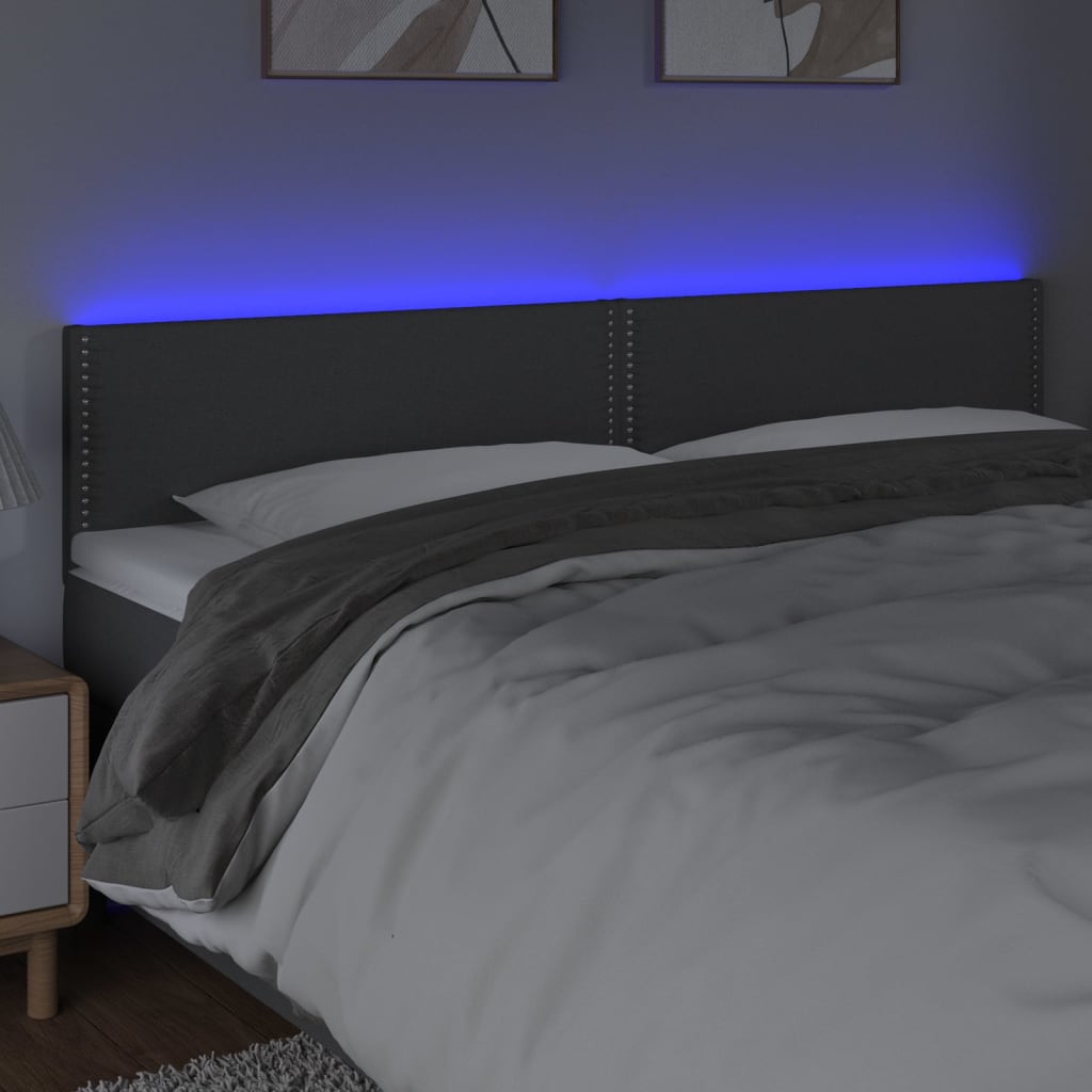 Galvūgalis su LED, tamsiai pilkas, 200x5x78/88cm, audinys