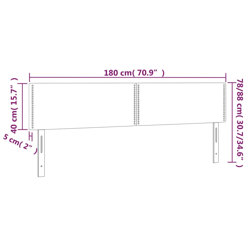 Galvūgalis su LED, tamsiai pilkas, 180x5x78/88cm, aksomas