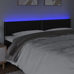 Galvūgalis su LED, juodos spalvos, 200x5x78/88cm, dirbtinė oda