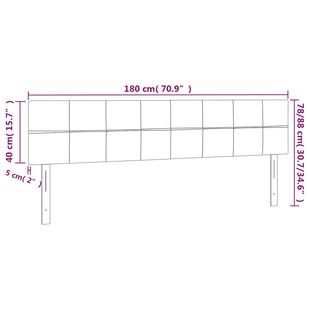 Galvūgalis su LED, šviesiai pilkas, 180x5x78/88cm, audinys