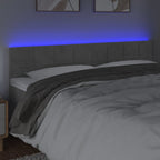 Galvūgalis su LED, šviesiai pilkas, 200x5x78/88cm, aksomas