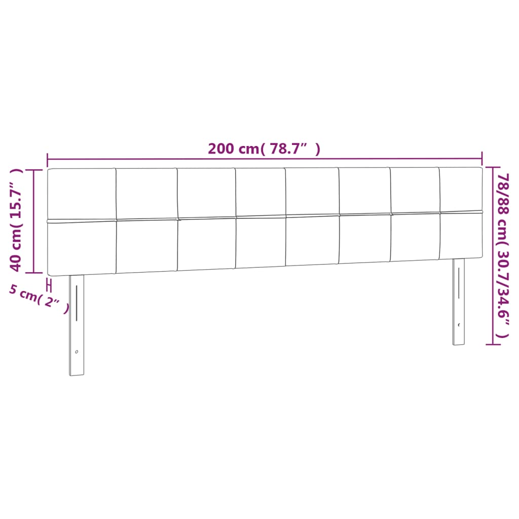 Galvūgalis su LED, tamsiai pilkas, 200x5x78/88cm, aksomas