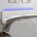 Galvūgalis su LED, baltos spalvos, 200x5x78/88cm, dirbtinė oda