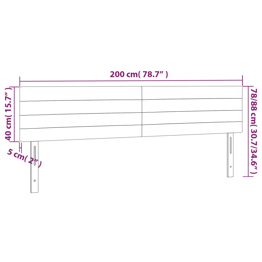 Galvūgalis su LED, šviesiai pilkas, 200x5x78/88cm, audinys