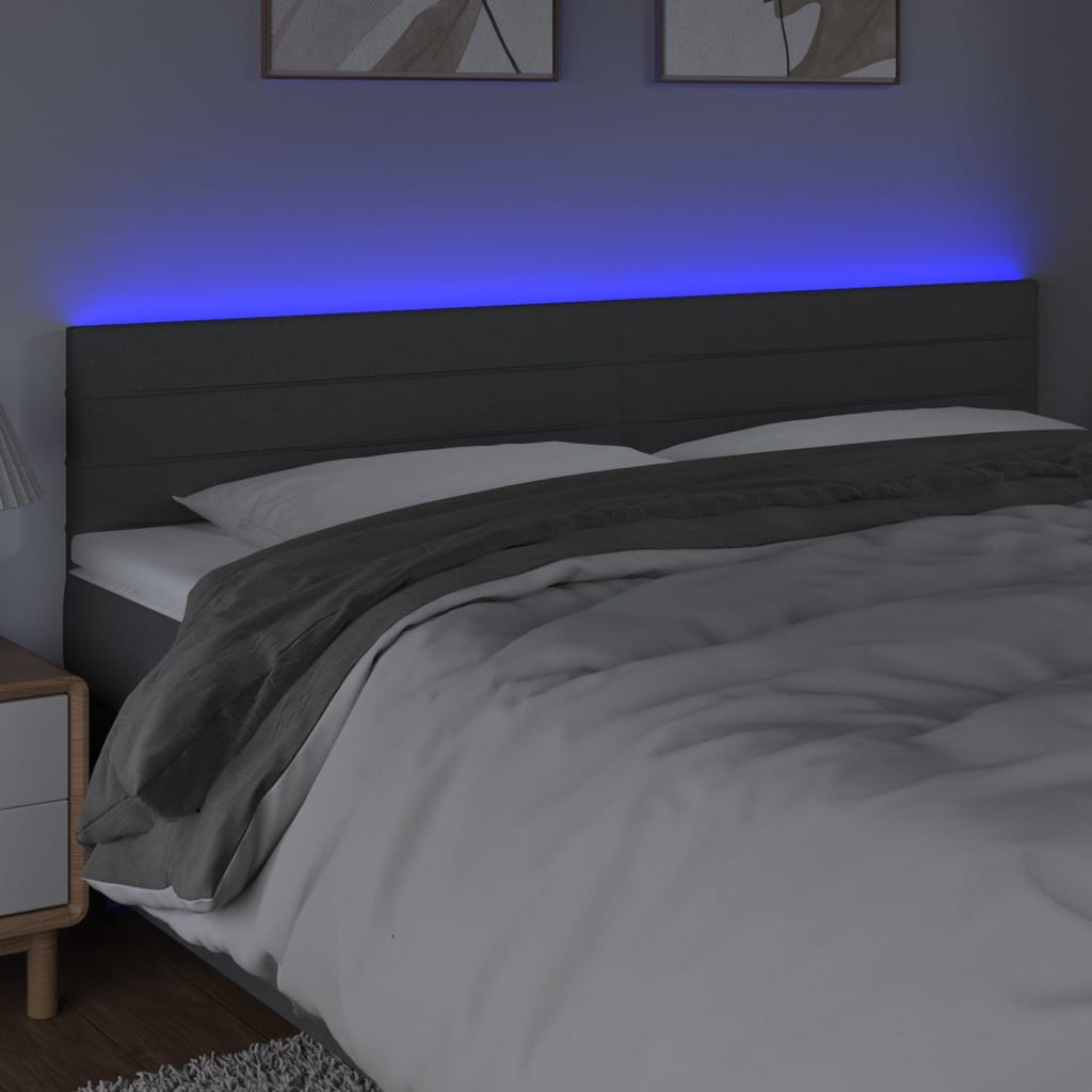 Galvūgalis su LED, tamsiai pilkas, 200x5x78/88cm, audinys