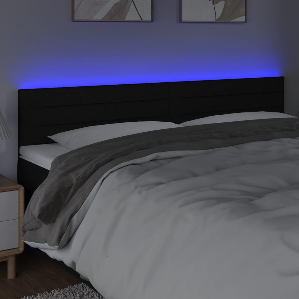 Galvūgalis su LED, juodos spalvos, 200x5x78/88cm, audinys