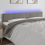 Galvūgalis su LED, šviesiai pilkas, 200x5x78/88cm, aksomas