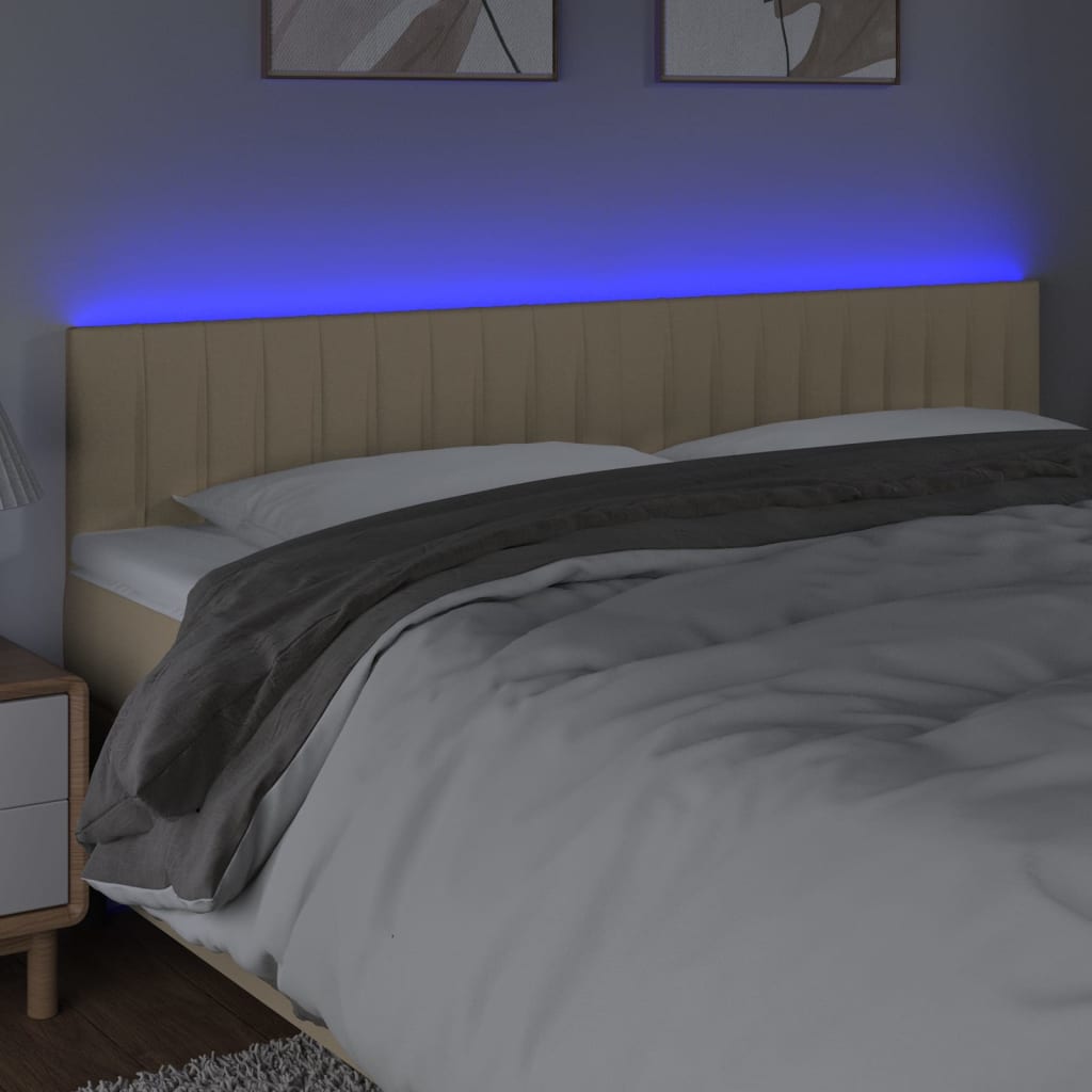 Galvūgalis su LED, kreminės spalvos, 200x5x78/88cm, audinys