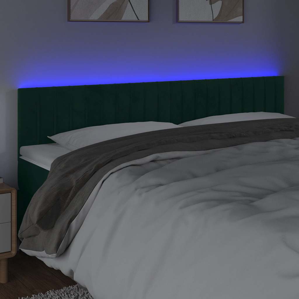 Galvūgalis su LED, tamsiai žalias, 180x5x78/88cm, aksomas