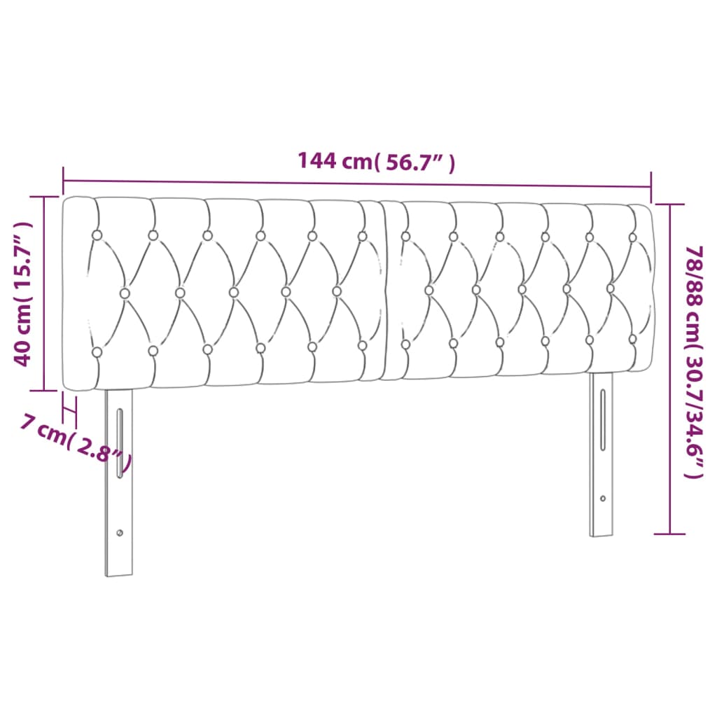 Galvūgalis su LED, šviesiai pilkas, 144x7x78/88cm, audinys
