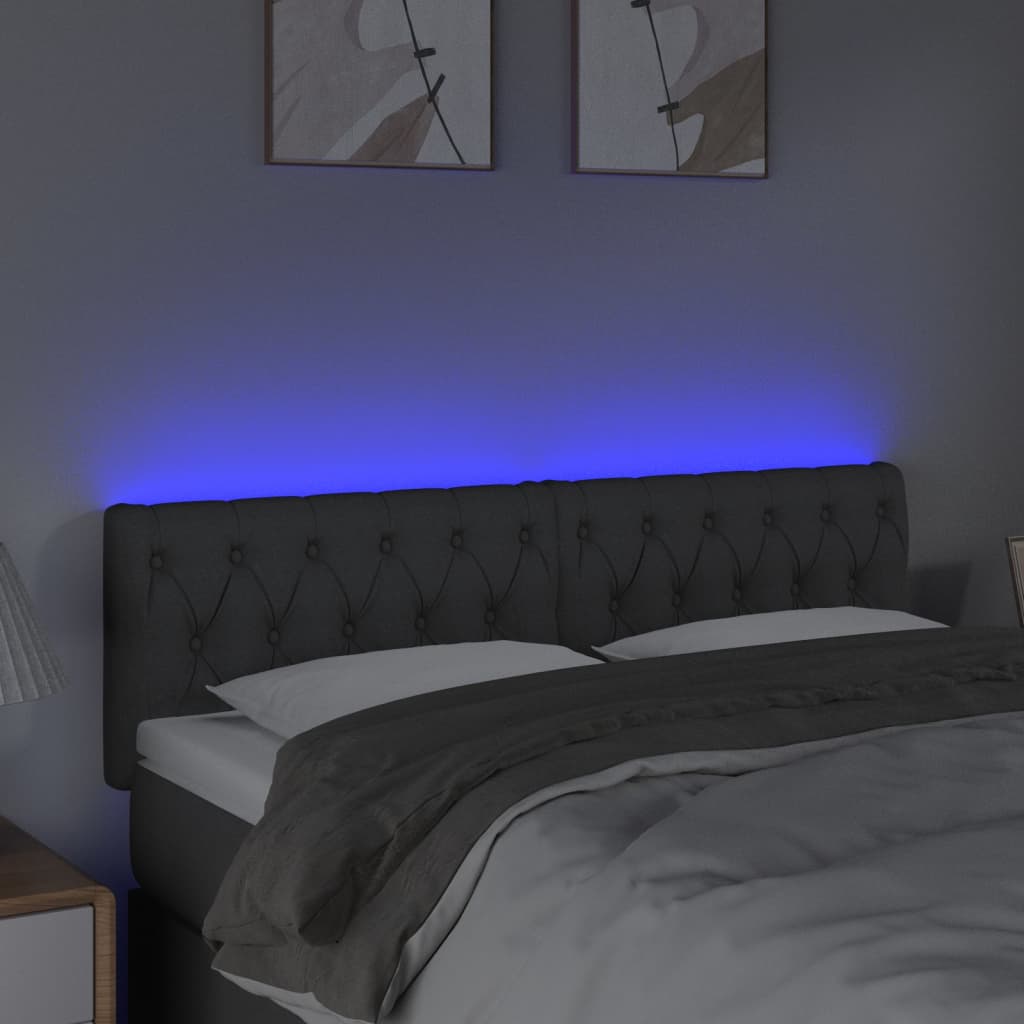 Galvūgalis su LED, tamsiai pilkas, 160x7x78/88cm, audinys