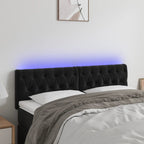 Galvūgalis su LED, juodos spalvos, 160x7x78/88cm, aksomas
