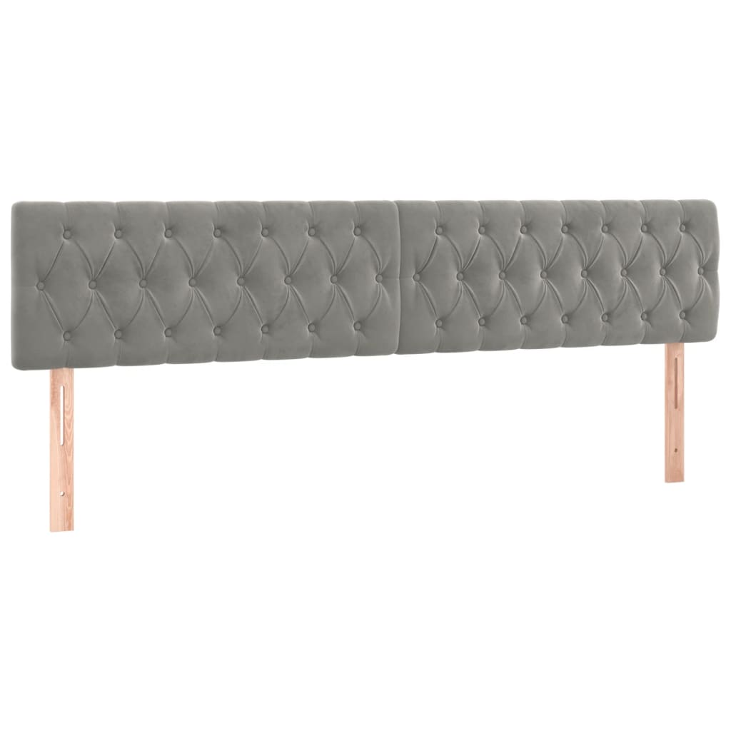 Galvūgalis su LED, šviesiai pilkas, 180x7x78/88cm, aksomas