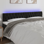 Galvūgalis su LED, juodos spalvos, 200x7x78/88cm, aksomas