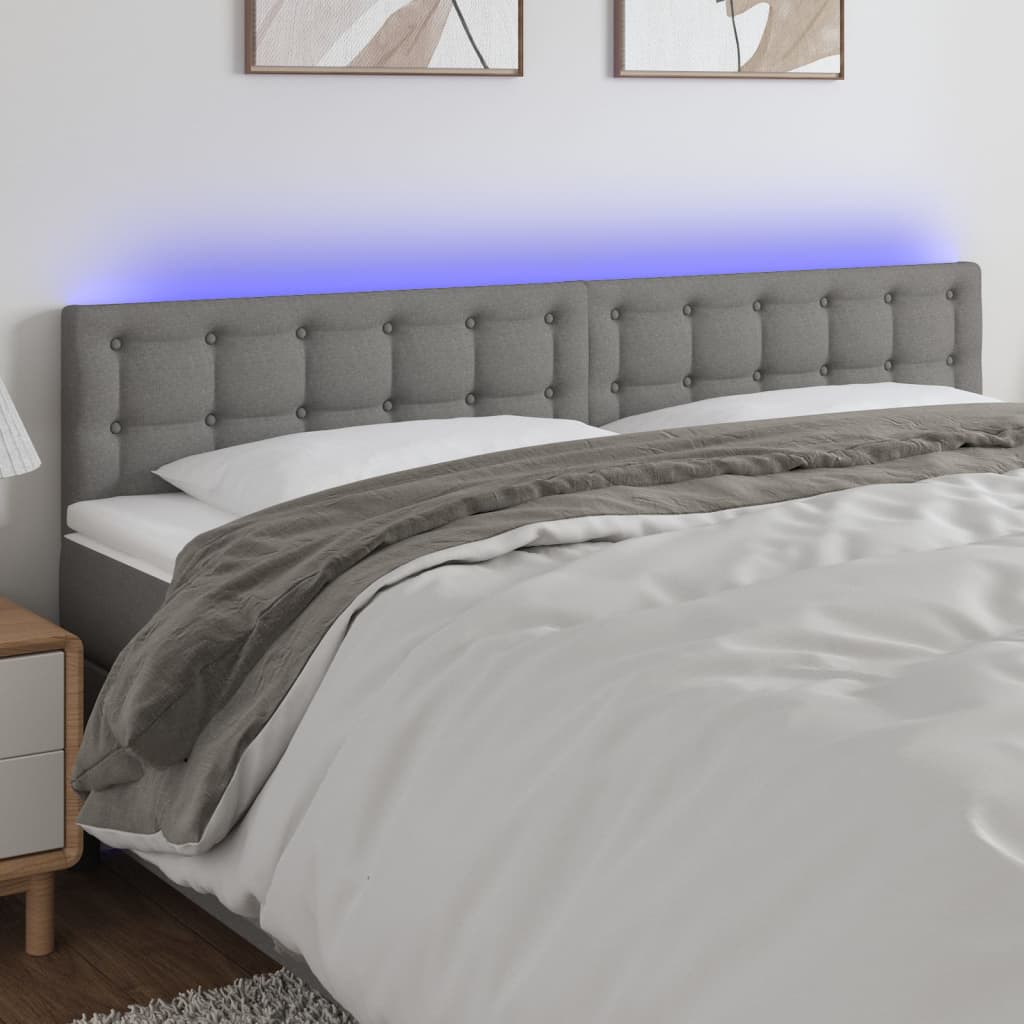Galvūgalis su LED, tamsiai pilkas, 200x5x78/88cm, audinys