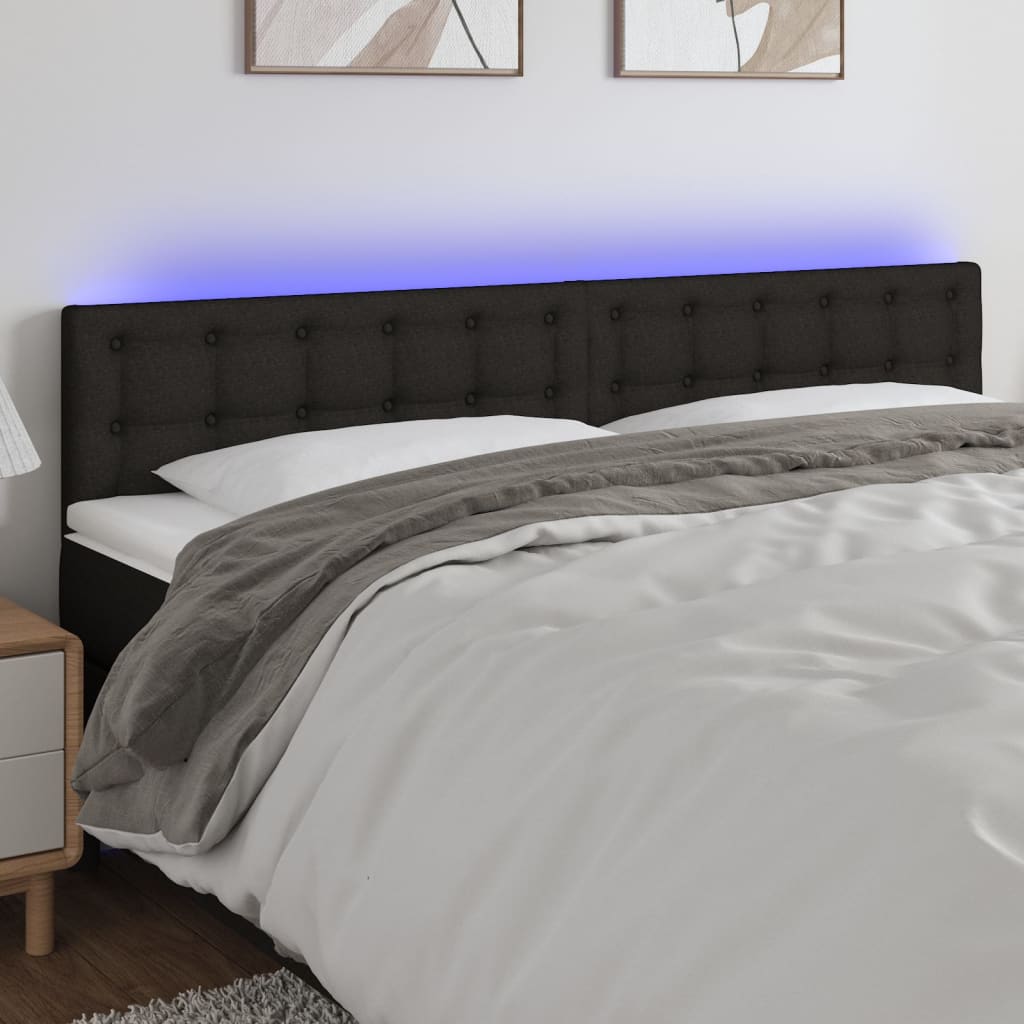 Galvūgalis su LED, juodos spalvos, 200x5x78/88cm, audinys