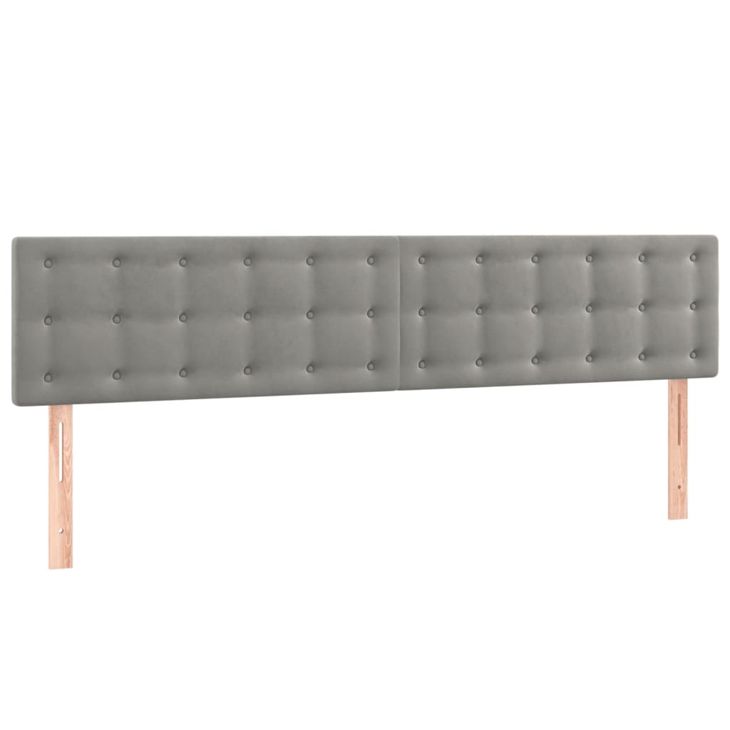 Galvūgalis su LED, šviesiai pilkas, 200x5x78/88cm, aksomas