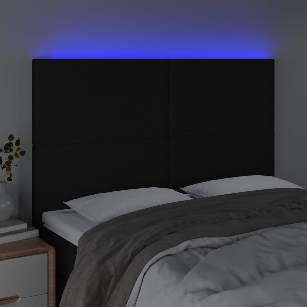 Galvūgalis su LED, juodos spalvos, 144x5x118/128cm, audinys