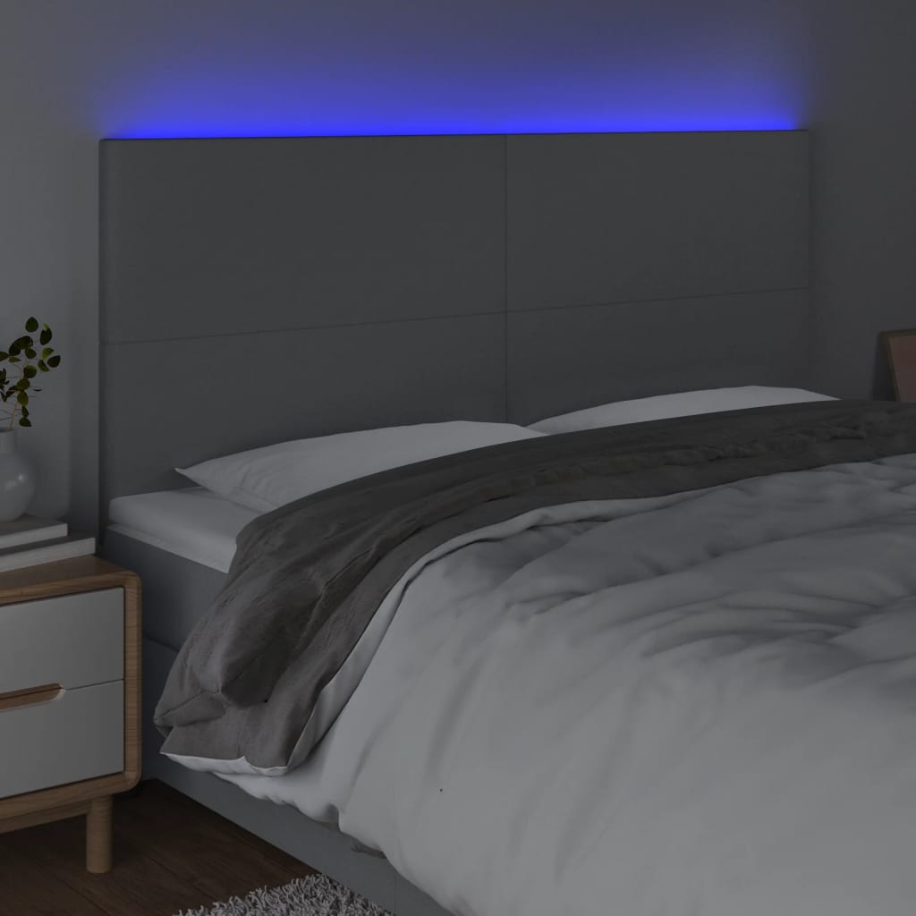 Galvūgalis su LED, šviesiai pilkas, 200x5x118/128cm, audinys